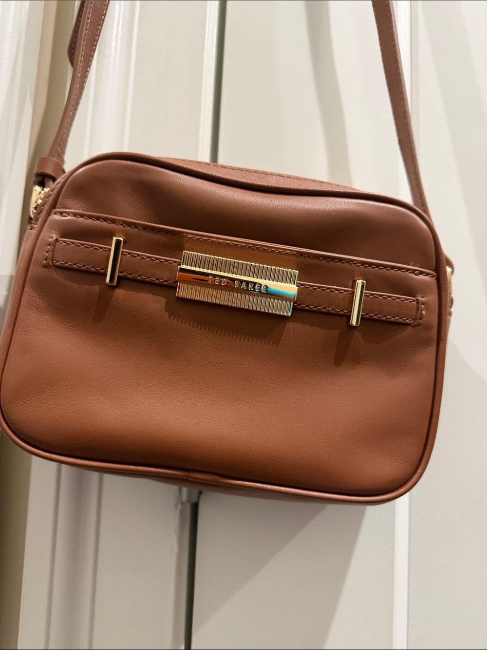 Ted Baker tan leather crossbody bag with gold hardware